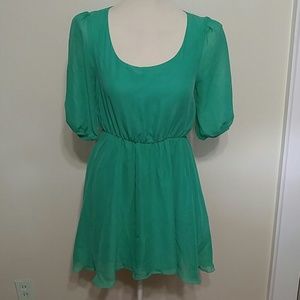 Minimi golf green 1/2 sleeve boho peasant dress